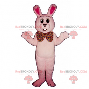 Mascotte de lapin rose et nœud papillon géant - Redbrokoly.com