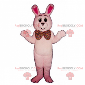 Pink rabbit mascot and giant bow tie - Redbrokoly.com