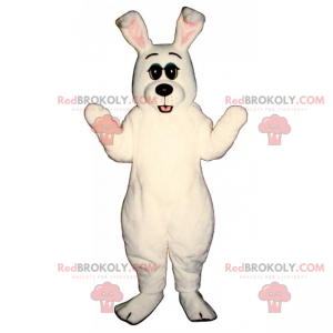Mascotte de lapin tout blanc et nez noir - Redbrokoly.com