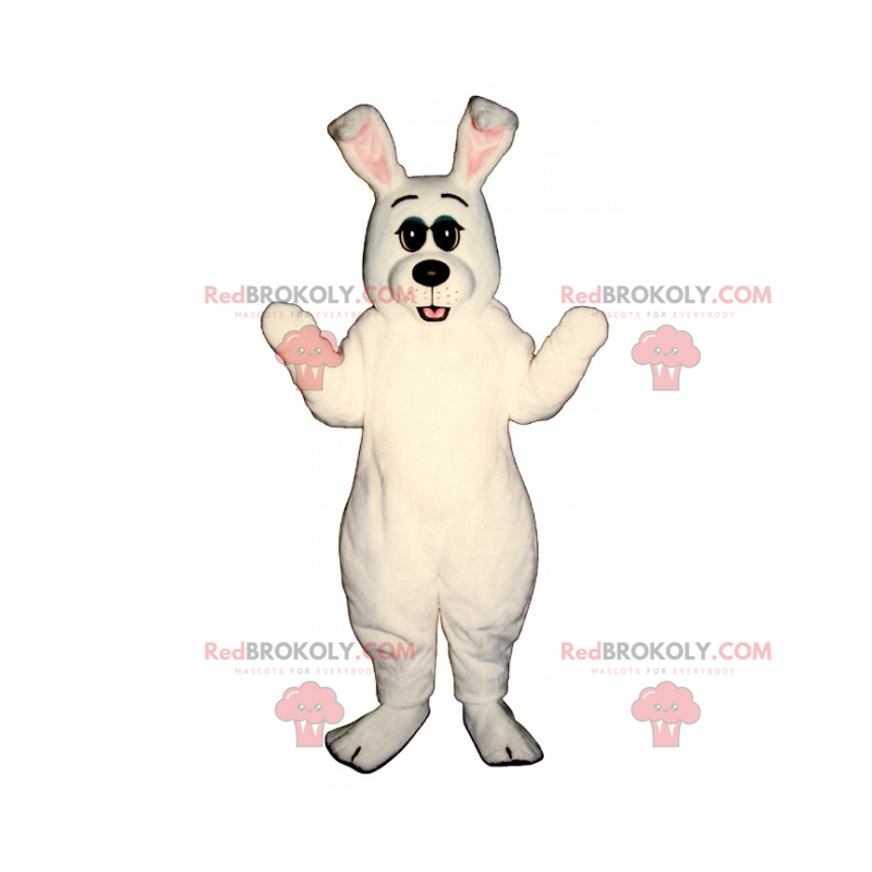 Kanin maskot helt hvid og sort næse - Redbrokoly.com