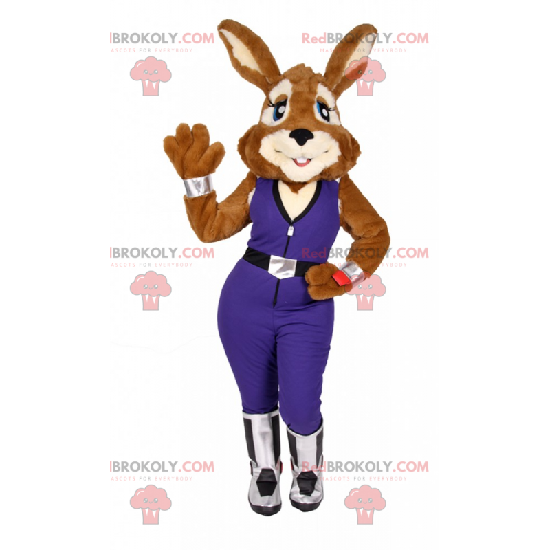 Mascotte de lapine avec combinaison - Redbrokoly.com