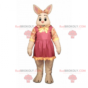 Mascote coelho branco com arco e flor rosa - Redbrokoly.com