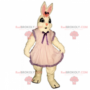 White rabbit mascot in striped dress - Redbrokoly.com