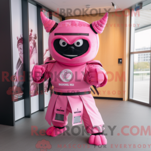 Pink Samurai maskot kostume...
