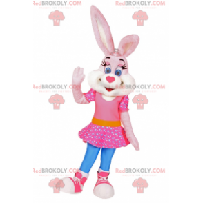 Kanin maskot i lyserød kjole med stjerner - Redbrokoly.com