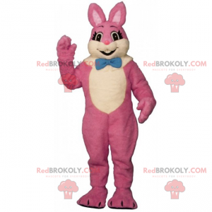 Mascotte de lapine rose avec nœud papillon - Redbrokoly.com