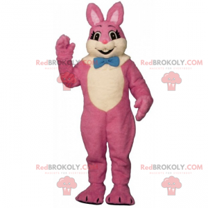 Roze konijn mascotte met vlinderdas - Redbrokoly.com