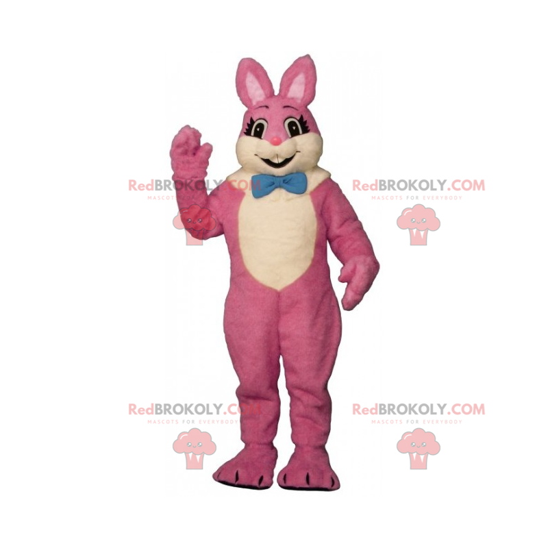 Mascote coelho rosa com gravata borboleta - Redbrokoly.com