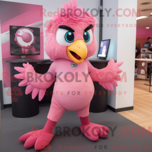 Pink Hawk mascot costume...