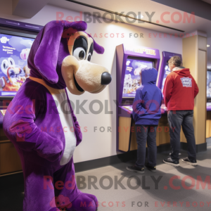Purple Dog mascot costume...