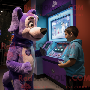 Purple Dog mascot costume...