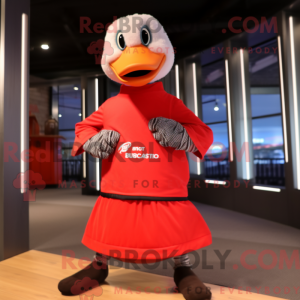 Røde gæss maskotdraktfigur...