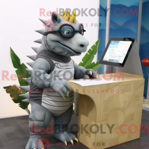 Gray Ankylosaurus mascot...