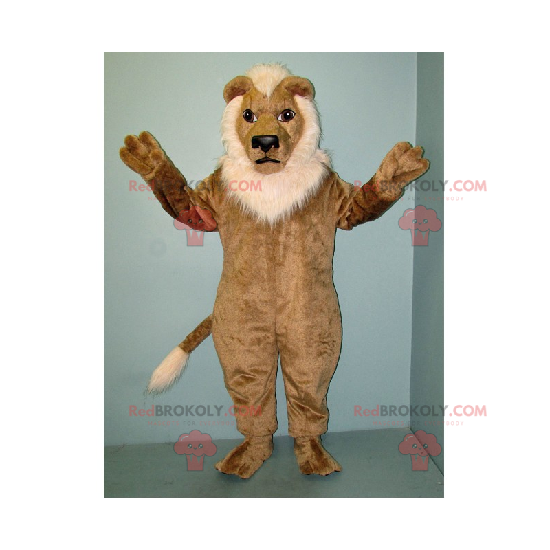 Löwenmaskottchen mit weißer Mähne - Redbrokoly.com