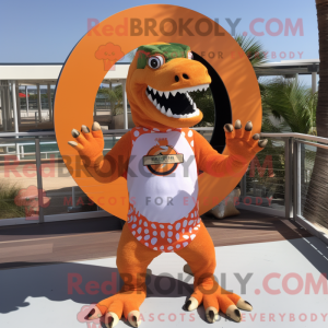 Orange Tyrannosaurus maskot...