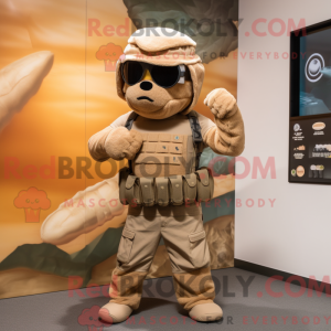 Fantasia de mascote Tan Para Commando com roupa de banho e gorros - Mascotes do Para Commando - REBROKO_254994 - RedBrokoly.com