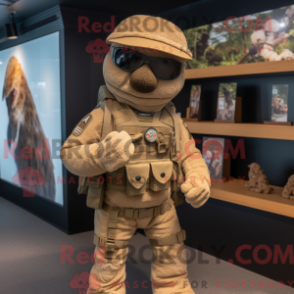 Fantasia de mascote Tan Para Commando com roupa de banho e gorros - Mascotes do Para Commando - REBROKO_254995 - RedBrokoly.com