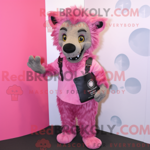 Pink Hyæne maskot kostume...