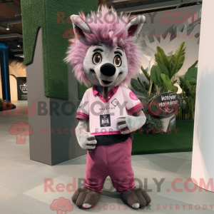Pink Hyæne maskot kostume...