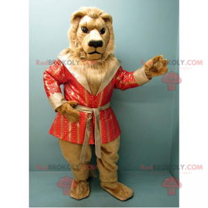 Lion mascot with luxury salmon bathrobe - Redbrokoly.com