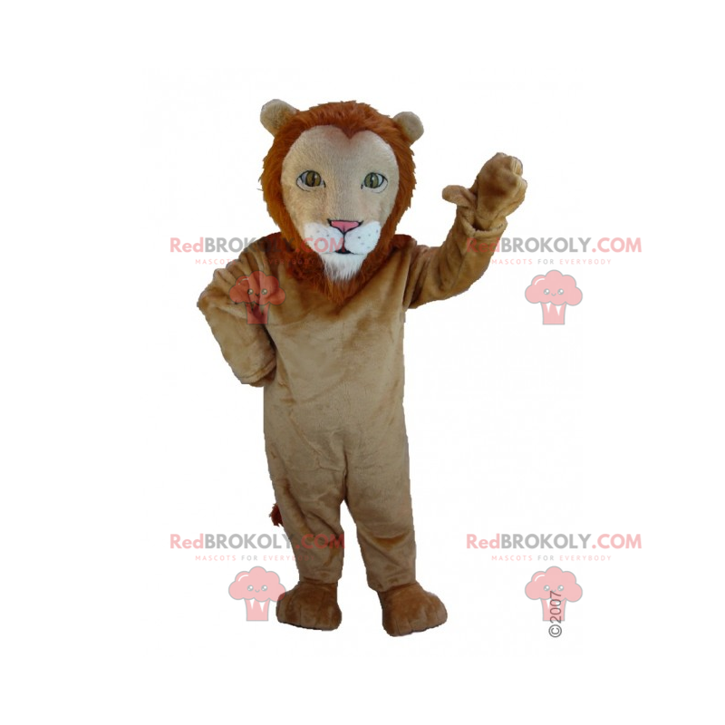 Mascote leão com crina pequena - Redbrokoly.com