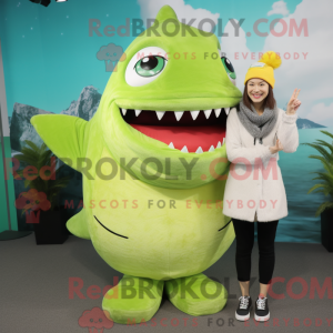 Lime Green Megalodon mascot...