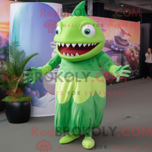 Lime Green Megalodon mascot...