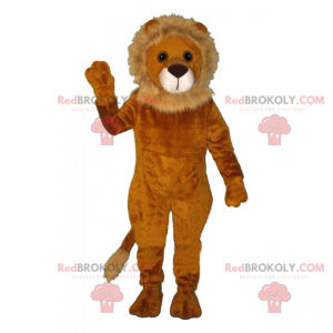 Lejonmaskot med liten beige man - Redbrokoly.com