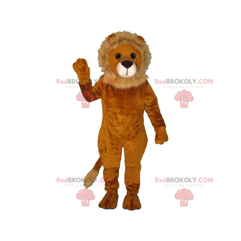 Lejonmaskot med liten beige man - Redbrokoly.com