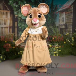 Tan Dormouse maskot kostume...