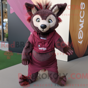 Maroon hyæne maskot kostume...
