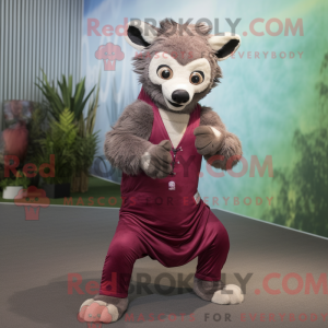 Maroon hyæne maskot kostume...
