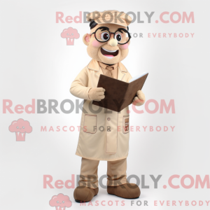 Beige Doctor mascot costume...