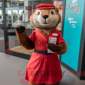 Red Otter-maskotdraktfigur...