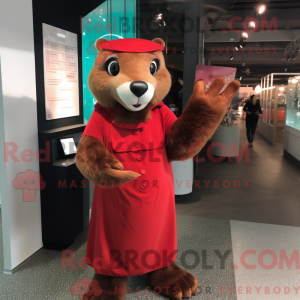 Red Otter-maskotdraktfigur...