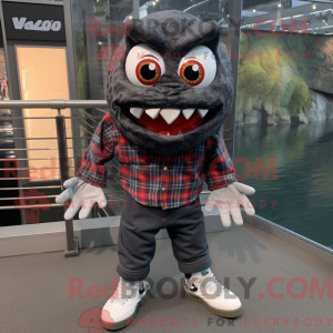 Sort Piranha maskot kostume...