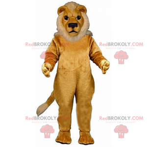 Beige Löwenmaskottchen mit weißer Mähne - Redbrokoly.com