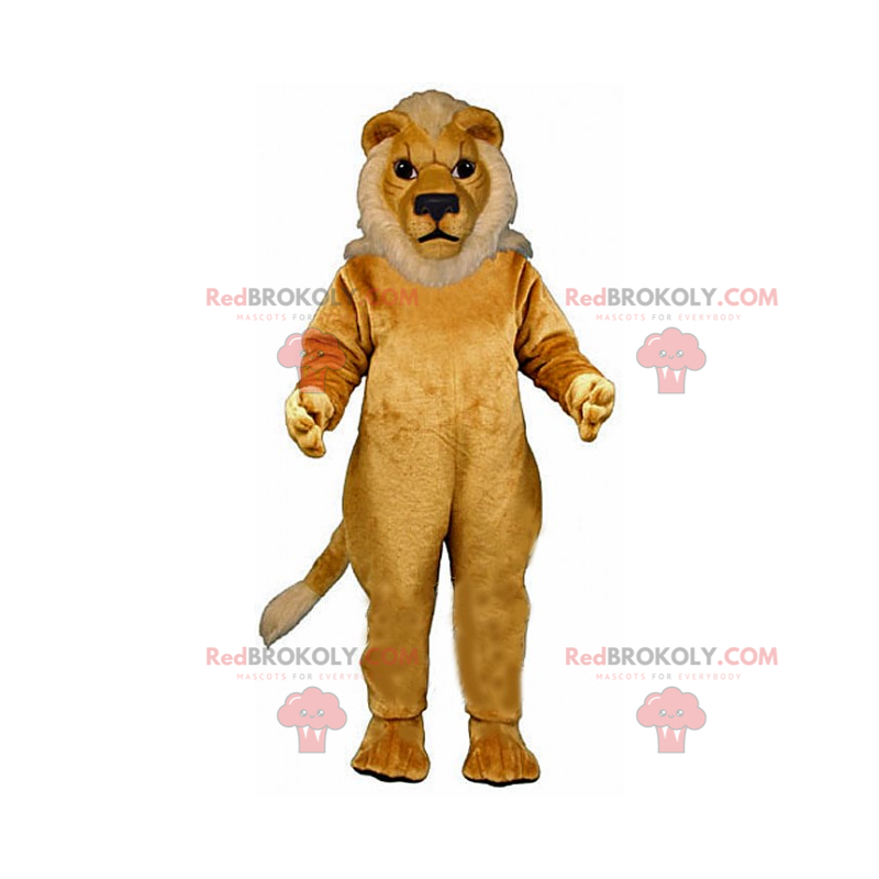 Beige leeuw mascotte met witte manen - Redbrokoly.com