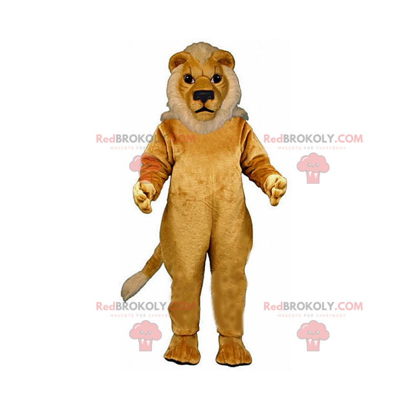 Beige lejonmaskot med vit man - Redbrokoly.com