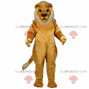 Beige lejonmaskot med vit man - Redbrokoly.com