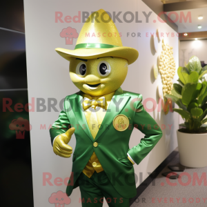 Guld spinat maskot kostume...