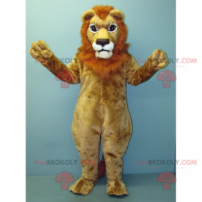 Mascotte de lion beige avec crinière rousse - Redbrokoly.com