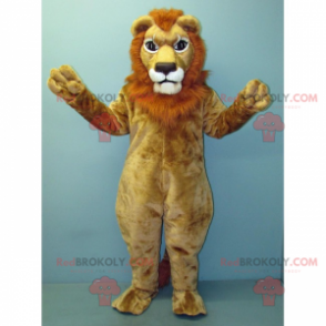 Mascotte leone beige con criniera rossa - Redbrokoly.com
