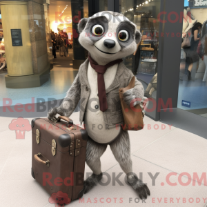 Grå Meerkat maskot kostume...