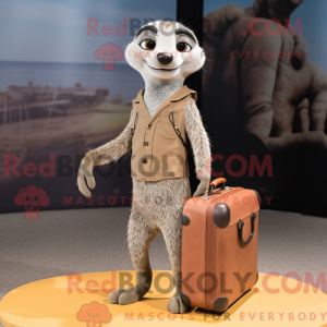 Grå Meerkat maskot kostume...