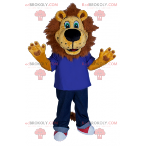 Lion mascot in jeans and sneakers - Redbrokoly.com