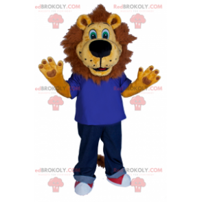 Lion mascot in jeans and sneakers - Redbrokoly.com