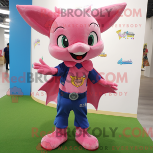 Pink Bat maskot kostume...