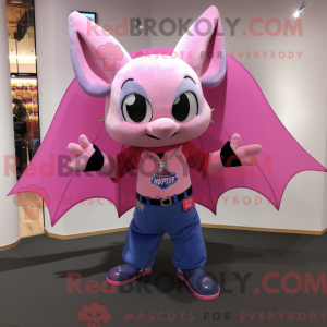 Pink Bat maskot kostume...