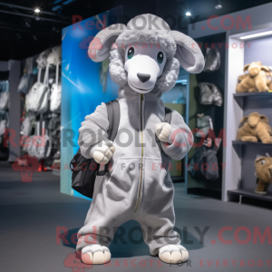 Silver Sheep mascot costume...